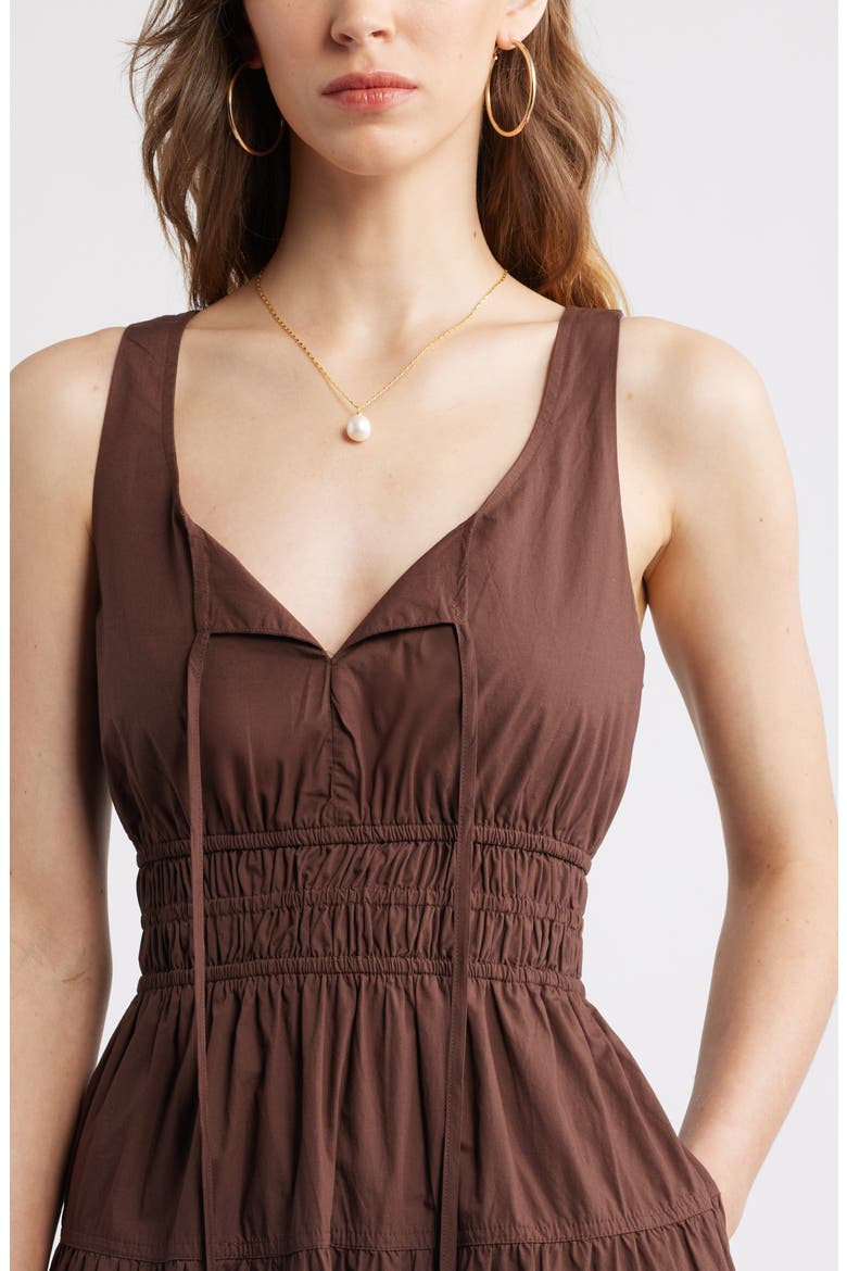 Cotton Poplin Tiered Maxi Sundress, Alternate, color, BROWN BITTER