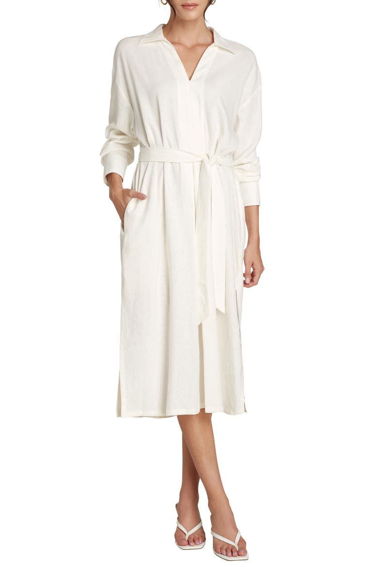 Willow Nadine Popover Long Sleeve Midi Shirtdress, Main, color, IVORY