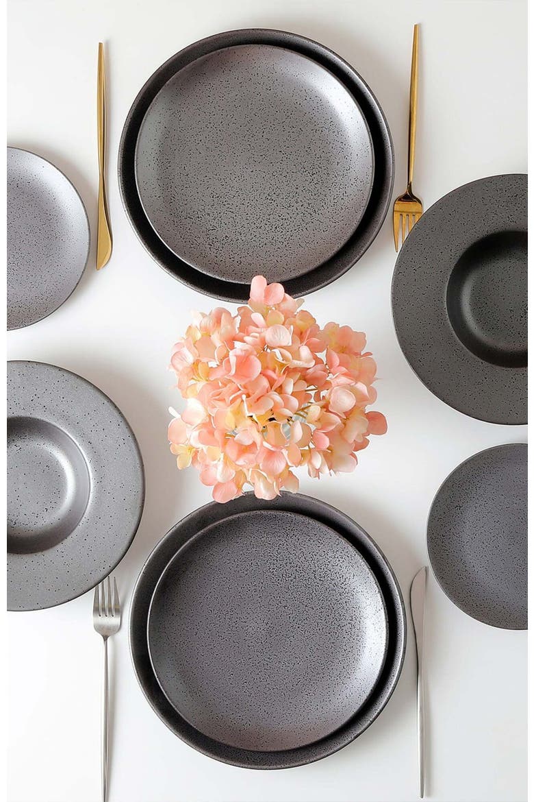 Valencia Porcelain 16-Piece Dinnerware Set, Alternate, color, Metallic Grey