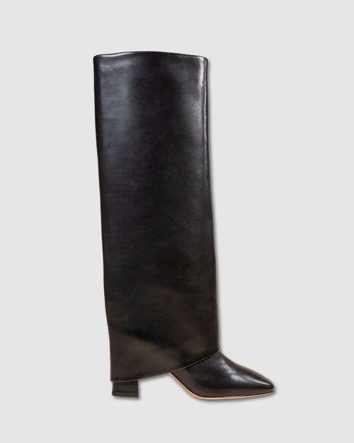 Mi/mai Nolan High Leather Turn Up Boot In Black