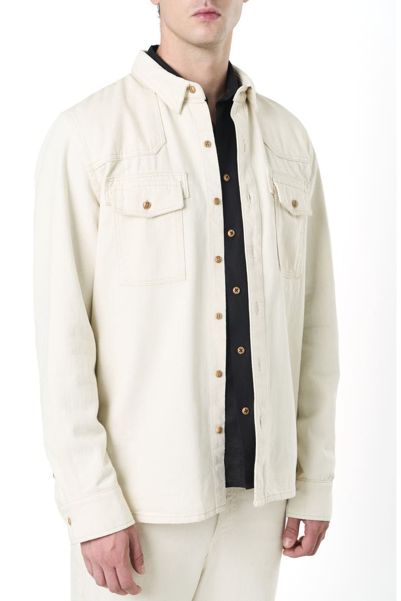 Elon Long-Sleeve Semi-Fitted Overshirt, Alternate, color, White