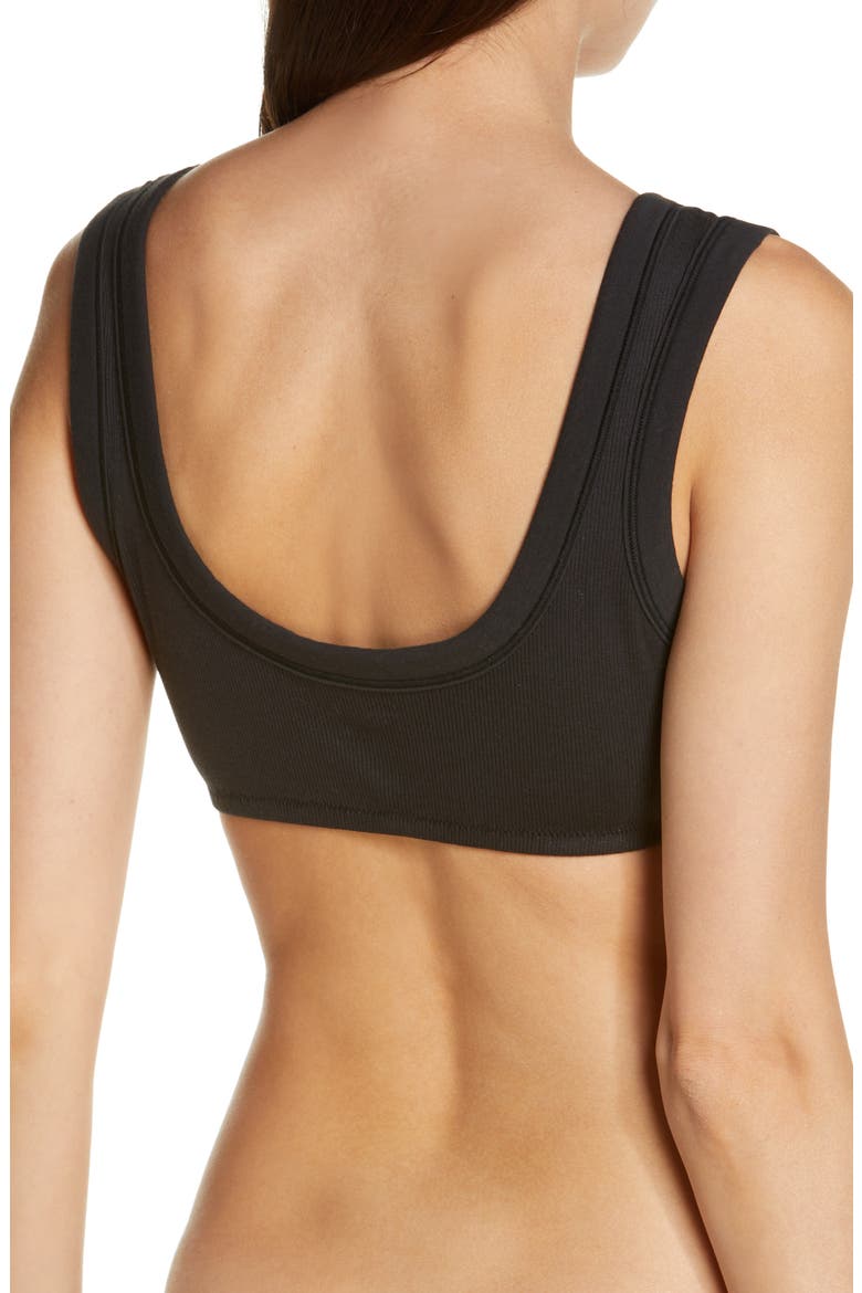 Stretch Cotton Rib Scoop Bralette, Alternate, color, SOOT