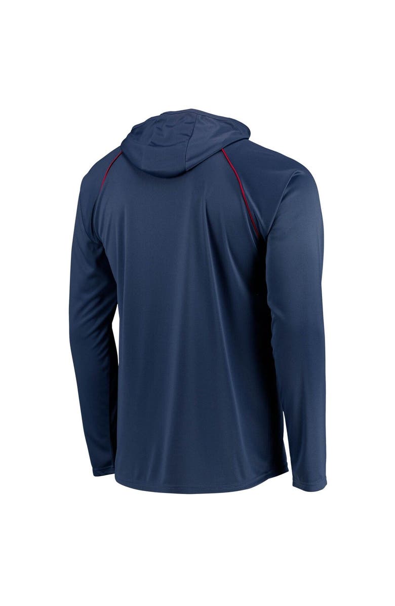 STARTER Men's Starter Navy New England Patriots Raglan Long Sleeve Hoodie T-Shirt, Alternate, color, Navy