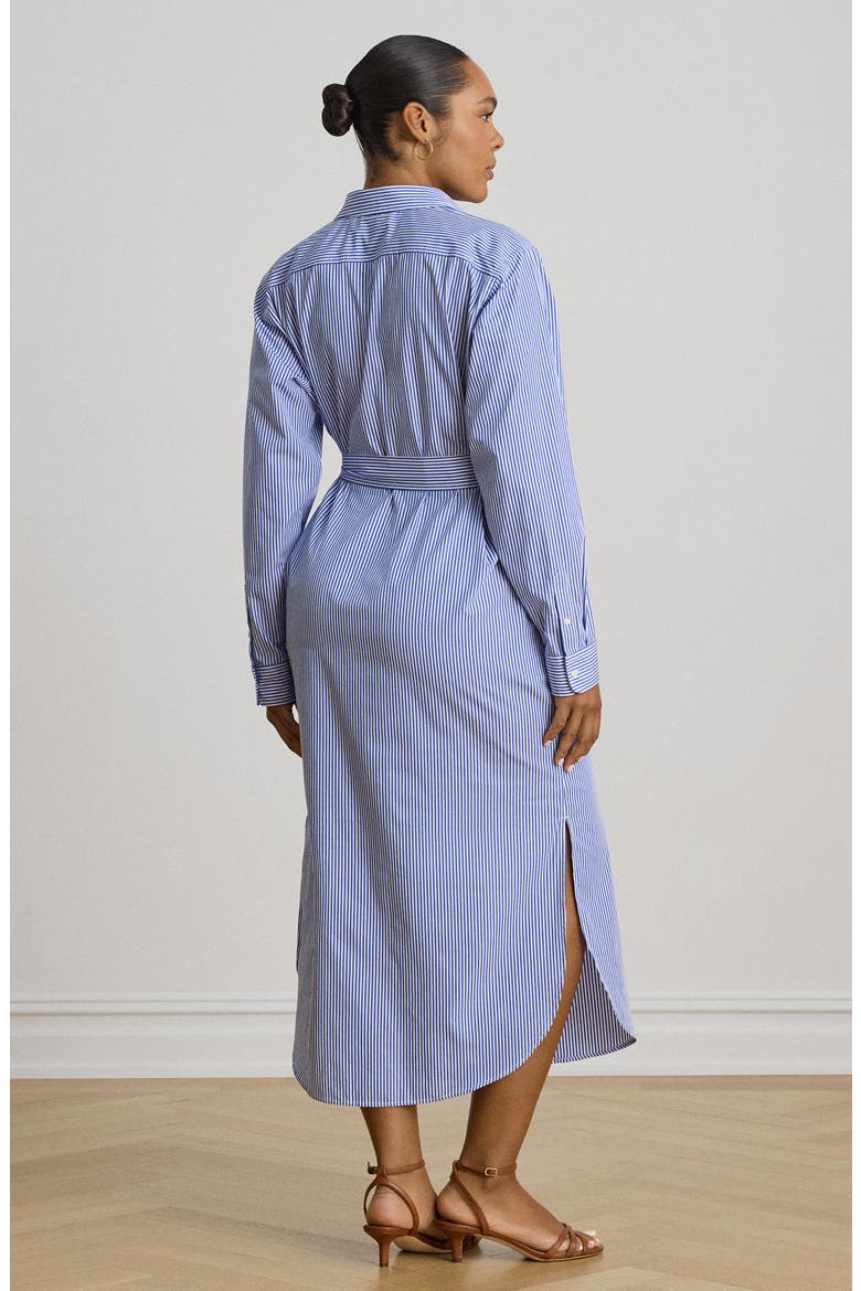 Amity Embroidered Logo Stripe Long Sleeve Cotton Midi Shirtdress, Alternate, color, BLUE/ WHITE