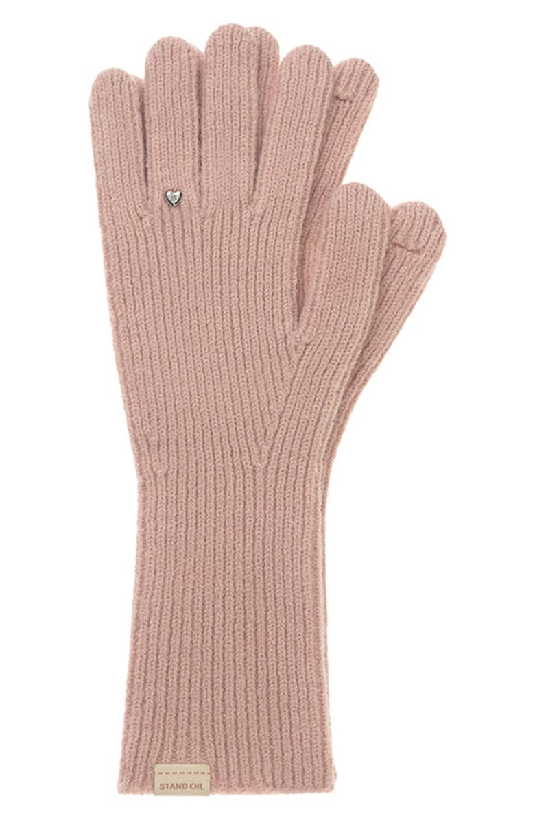 Stand Oil Heart Stud Knit Gloves, Alternate, color, Pink