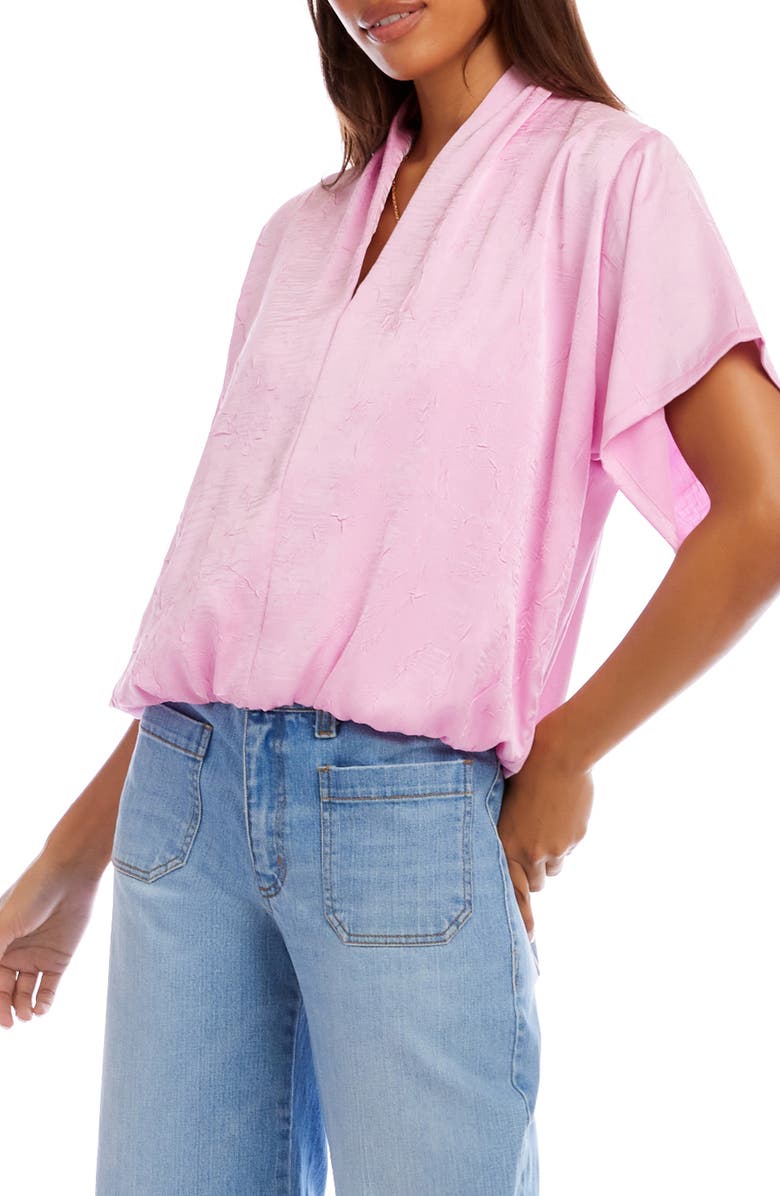 Karen Kane Crushed Satin V-Neck Top, Alternate, color, Pink