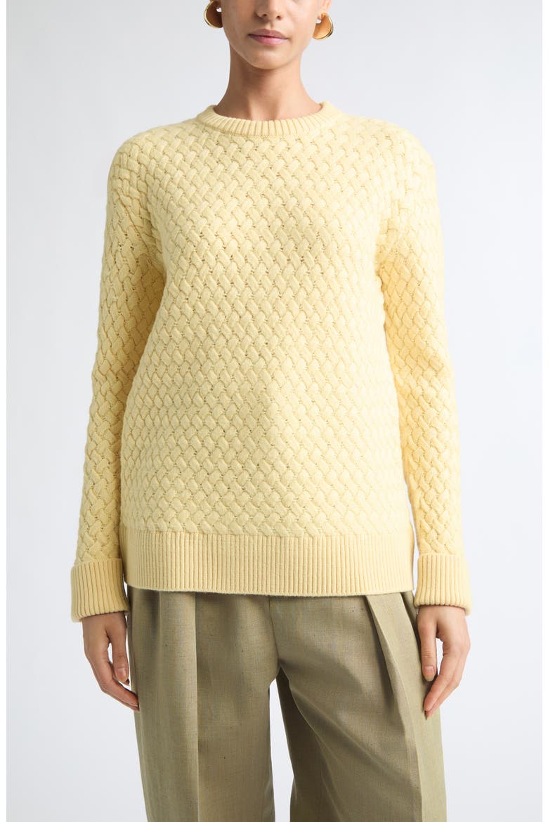 Wool Intrecciato Crewneck Sweater, Main, color, 2998 BUFF