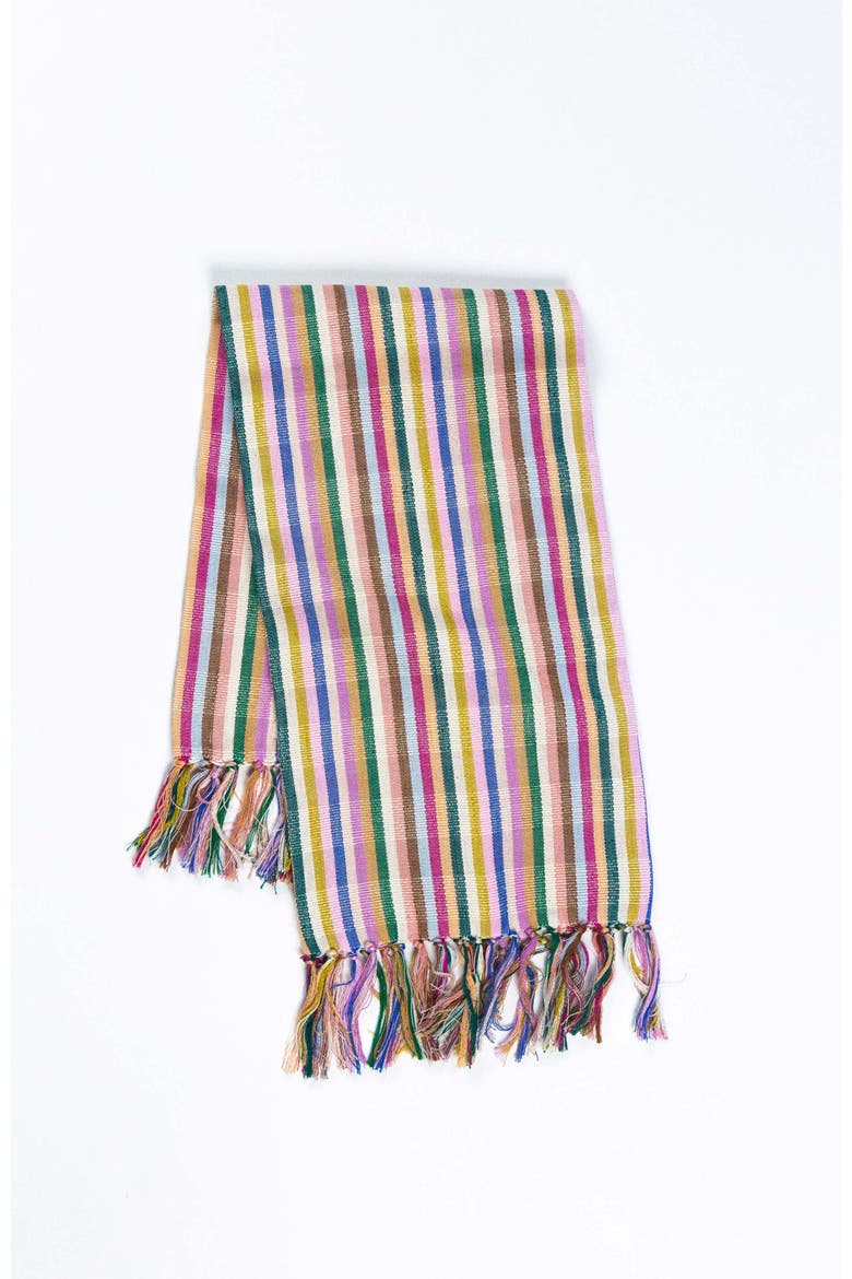 Valentina Rainbow Striped Handwoven Cotton Kitchen Towel, Main, color, Rainbow