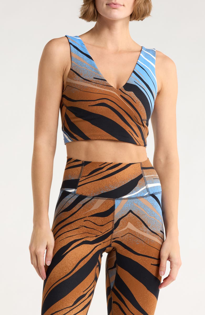 Free People FP Movement Printed Never Better Sports Bra, Main, color, Brown Combo