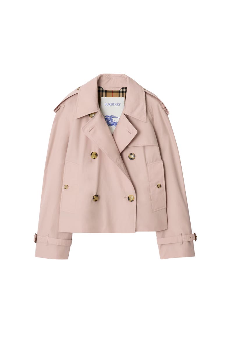 Cropped Tropical Gabardine Mayfair Trench Jacket, Alternate, color, Pale sugar pink