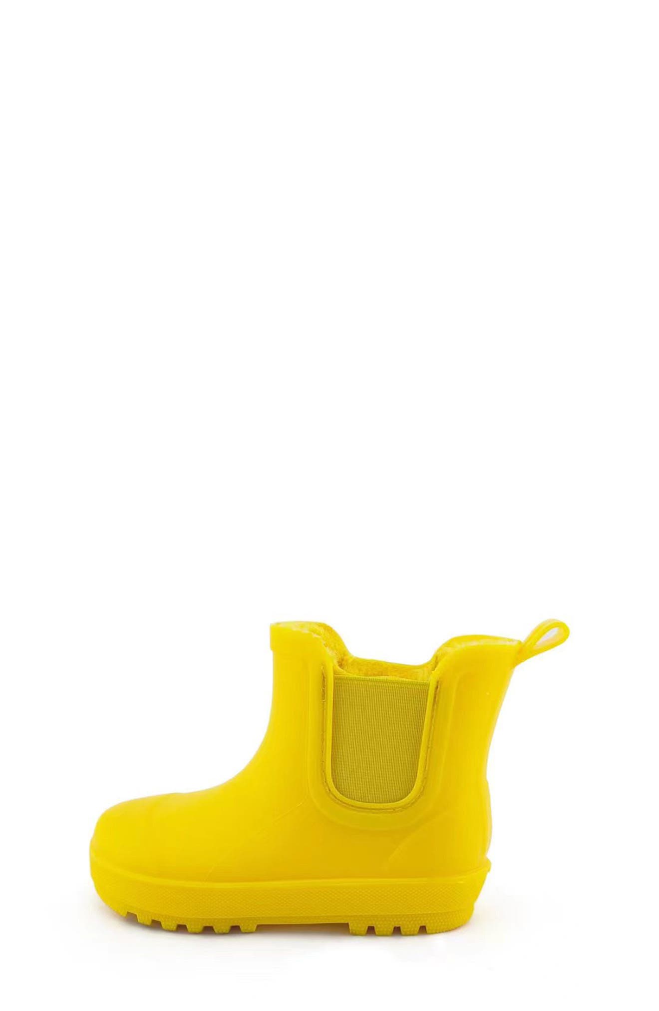 BEARPAW Kids' Shortie Rain Boot with Faux Fur Lining, Alternate, color, Yellow