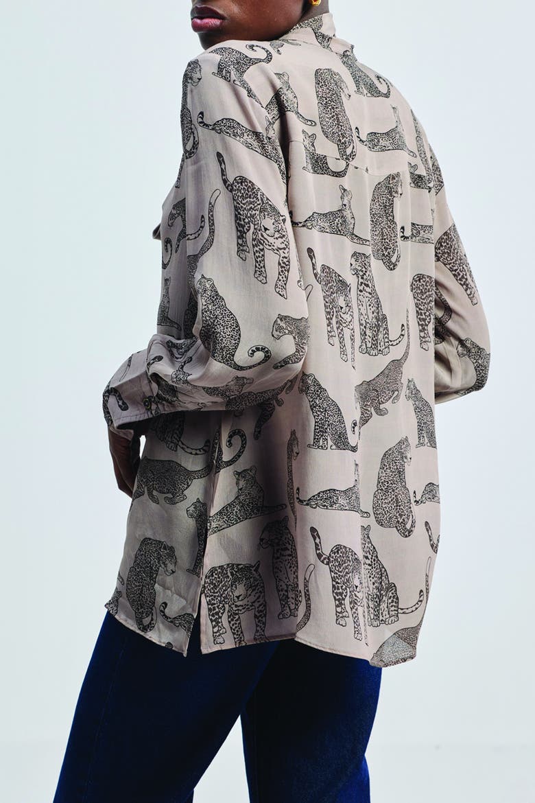 Relaxed-Fit Top with Front Tie, Alternate, color, Feral Whispers