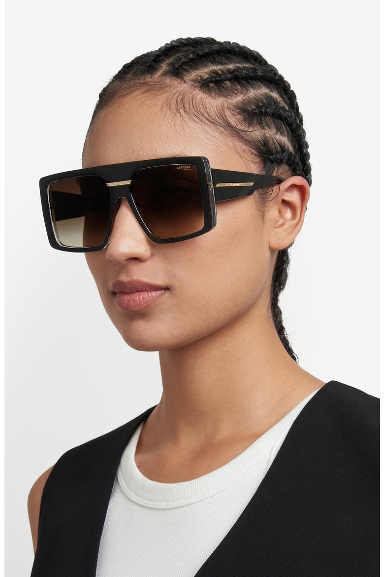 Victory 60mm Square Sunglasses, Alternate, color, BLACK CRYSTAL/ BROWN