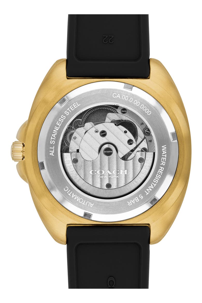 Charter Silicone Strap Watch, 44.5mm, Alternate, color, BLACK