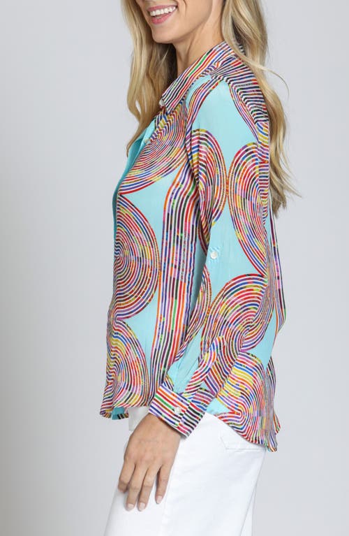 Apny Print Button-up Shirt In Aqua Multi