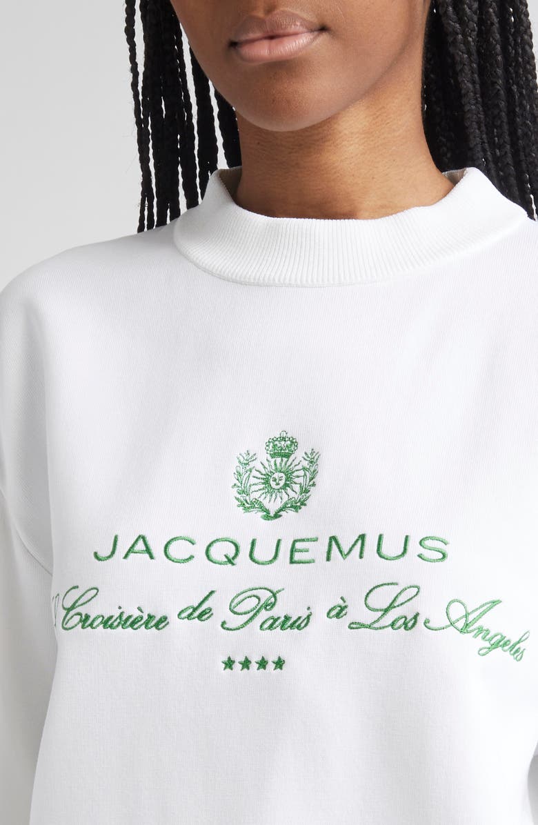 Jacquemus La Maille Venice Embroidered Sweatshirt, Alternate, color, Hotel Address White