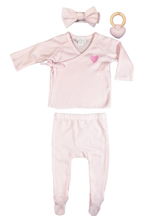 Waffle Knit Top, Footed Pants, Headband & Teether Set (Baby)