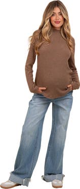 PinkBlush Cuffed Baggy Wide Leg Maternity Jeans