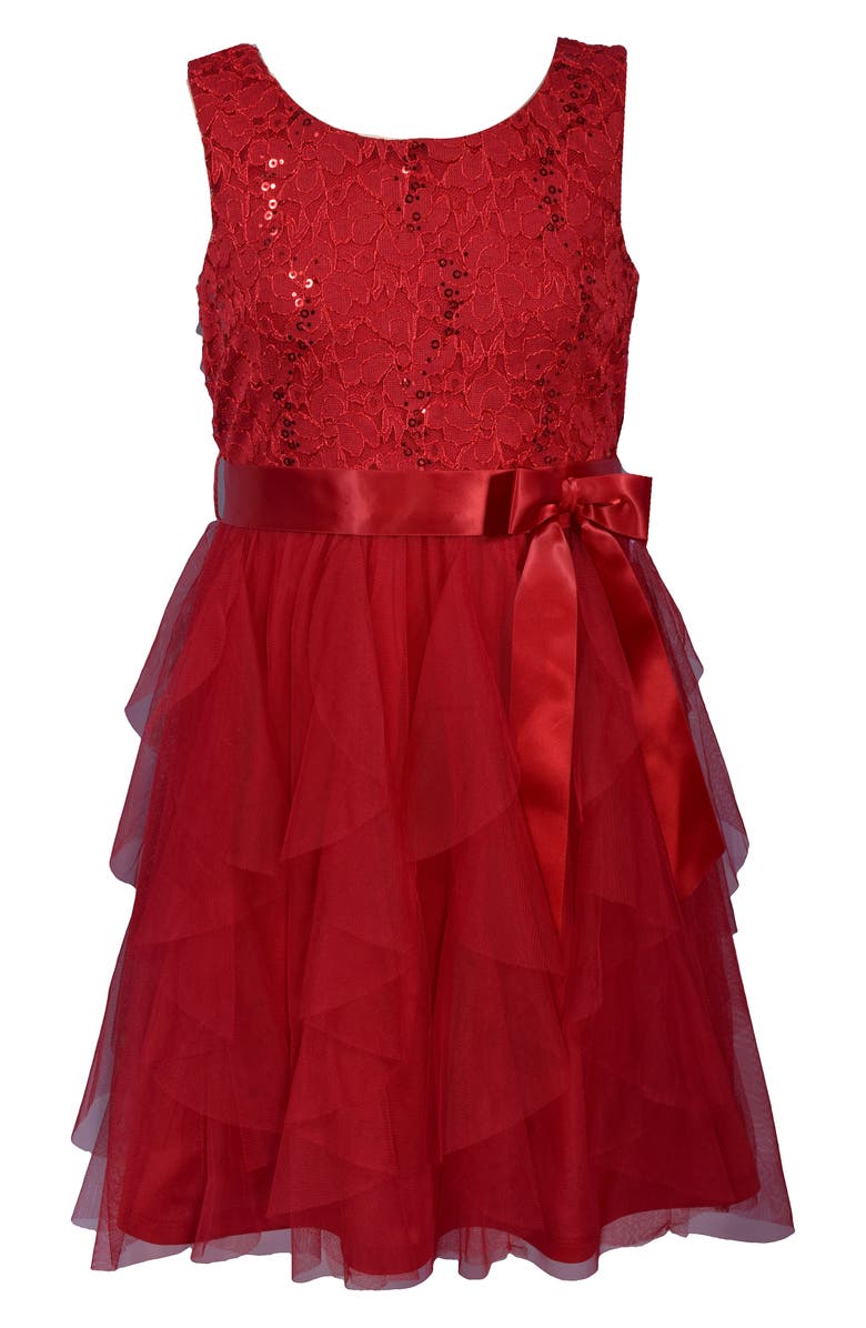 Bonnie Jean Kids' Sleeveless Sequin Lace & Mesh Party Dress, Main, color,