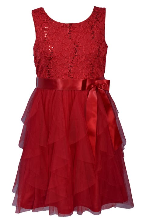 Kids' Sleeveless Sequin Lace & Mesh Party Dress (Big Kid)