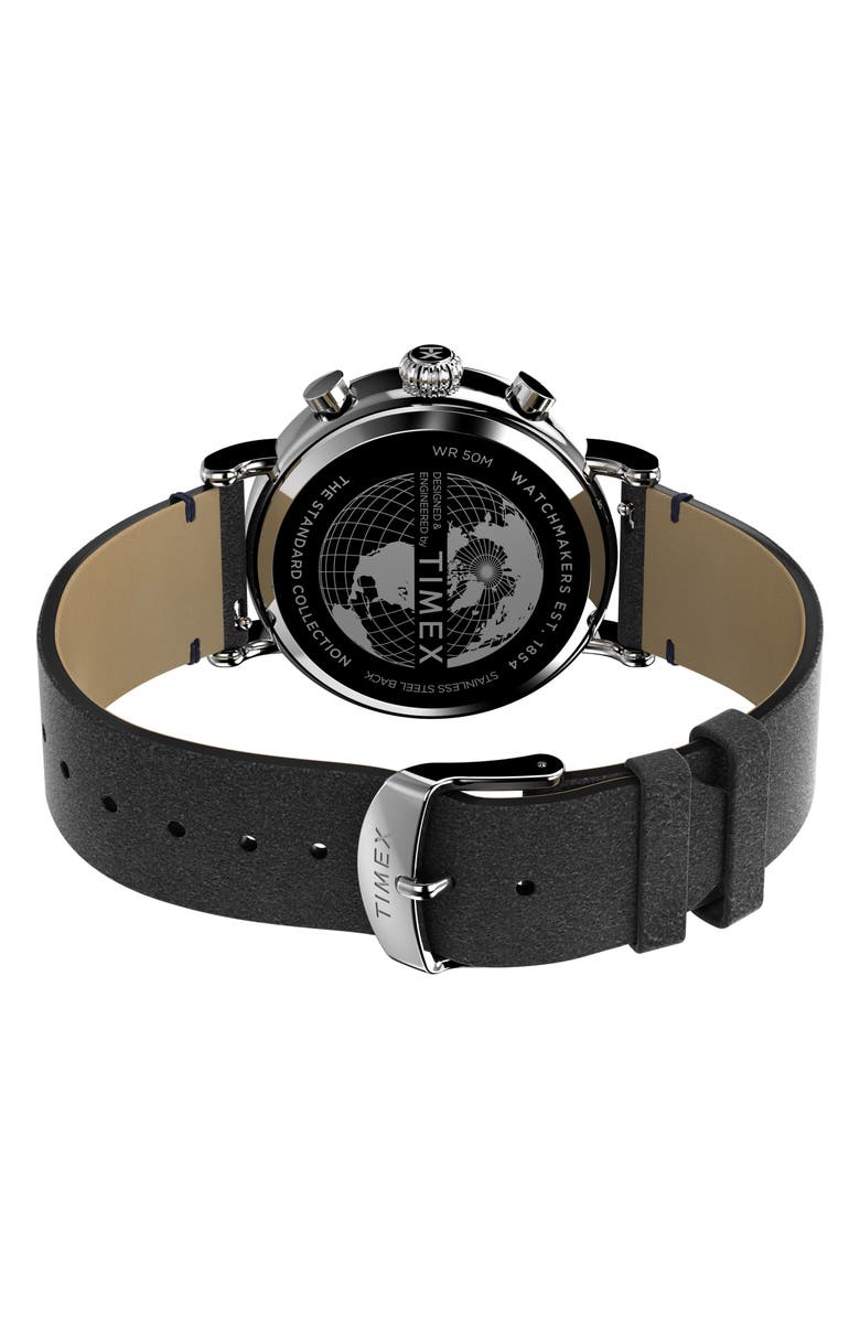 Timex<sup>®</sup> Standard Chronograph Leather Strap Watch, 41mm, Alternate, color, 