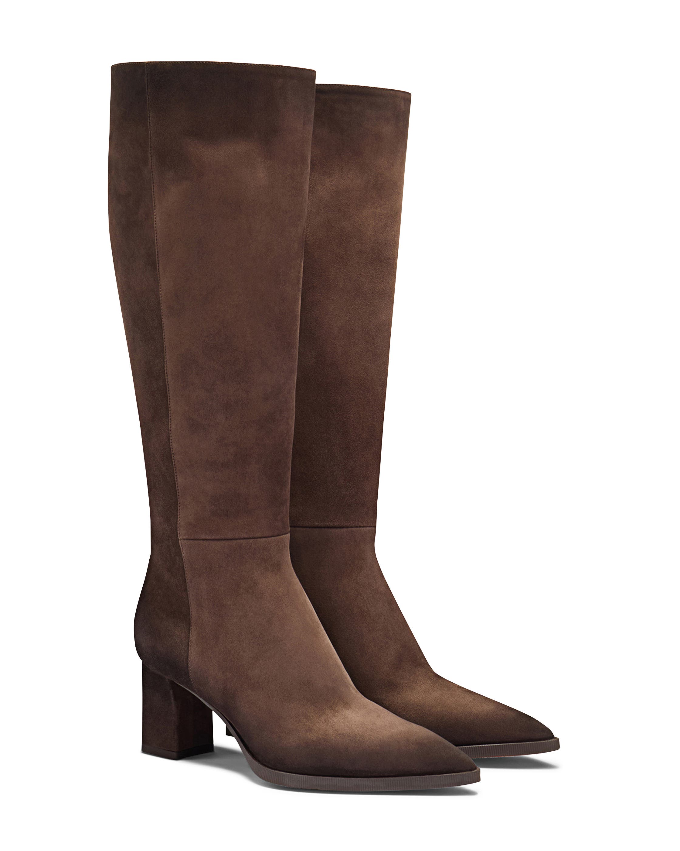 Santoni Women's Suede Mid-Heel Boot, Alternate, color, 