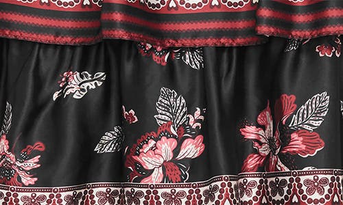 City Chic Drama Floral Ruffle Tiered Maxi Skirt In Black