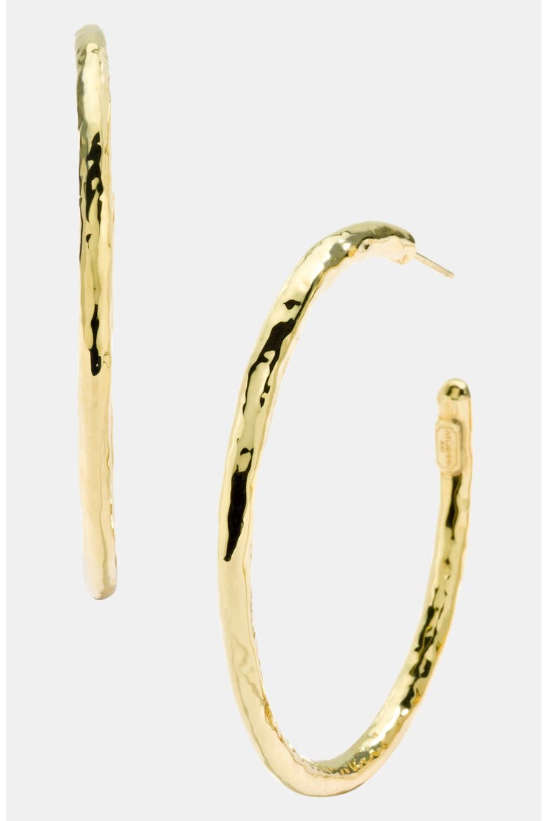 'Glamazon' 18k Gold Hammered Hoop Earrings, Main, color, YELLOW GOLD