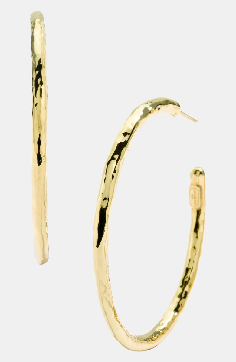Ippolita 'Glamazon' 18k Gold Hammered Hoop Earrings, Main, color, Yellow Gold