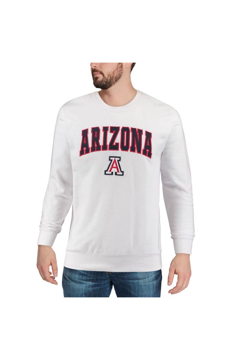 COLOSSEUM Men's Colosseum White Arizona Wildcats Arch & Logo Crew Neck Sweatshirt, Alternate, color, White