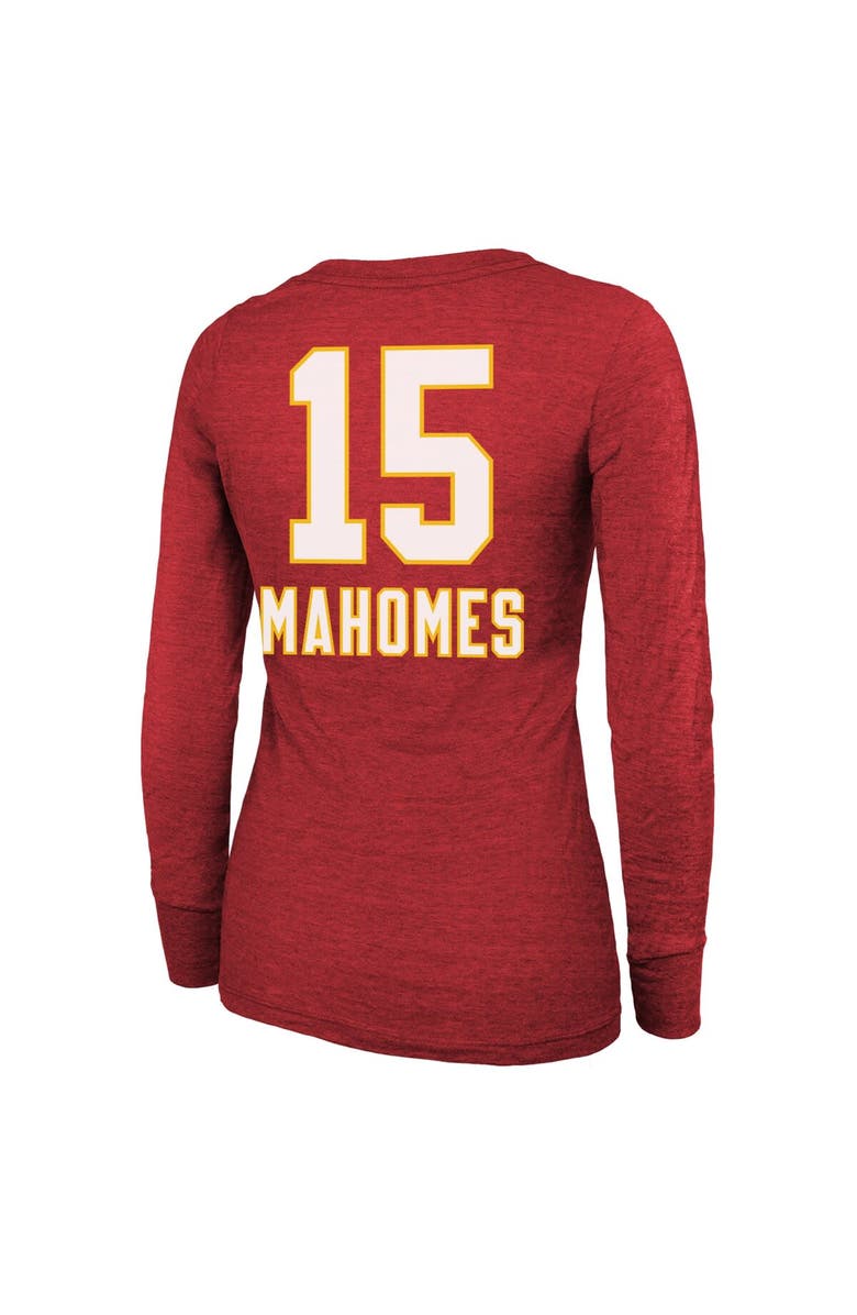 Majestic Threads Women's Majestic Threads Patrick Mahomes Red Kansas City Chiefs Super Bowl LVIII Scoop Name & Number Tri-Blend Long Sleeve T-Shirt, Alternate, color, 