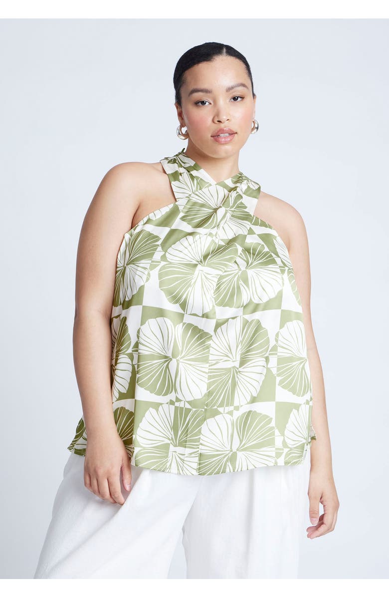 ELOQUII Halter Neck Top, Main, color, Frond Fan