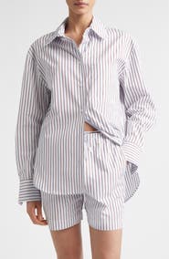 LOULOU DE SAISON Maud Stripe Oversize Cotton Poplin Button-Up Shirt