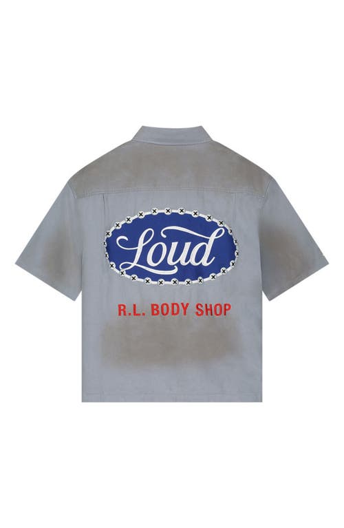 Rolling Loud Loud Motors Distressed Work Shirt In Blue