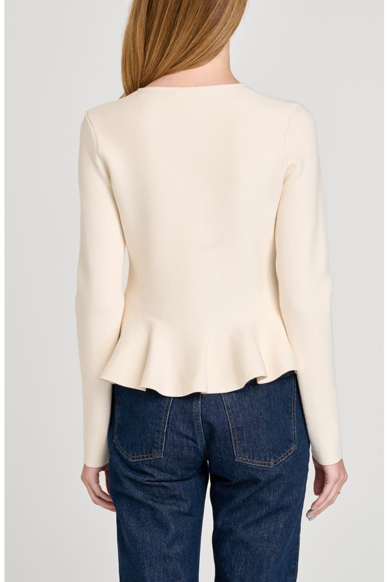 Brooklyn Peplum Cardigan, Alternate, color, CREAM