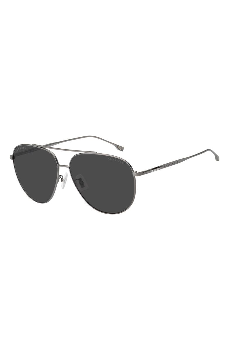 BOSS 63mm Polarized Aviator Sunglasses, Alternate, color, 