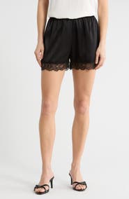 NSR Lace Trim Satin Shorts