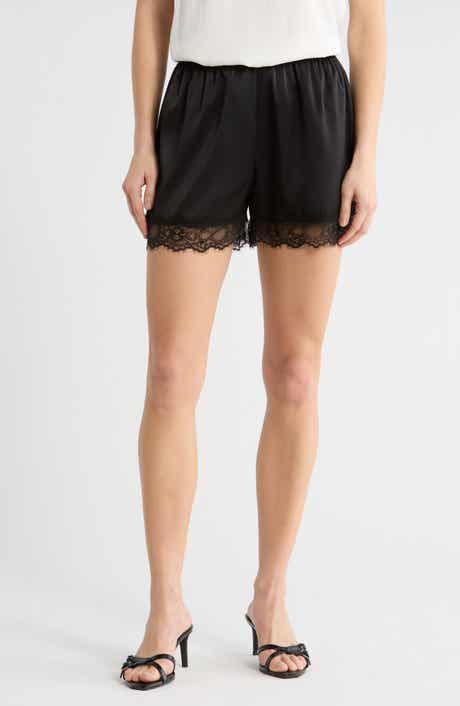 NSR Lace Trim Satin Shorts