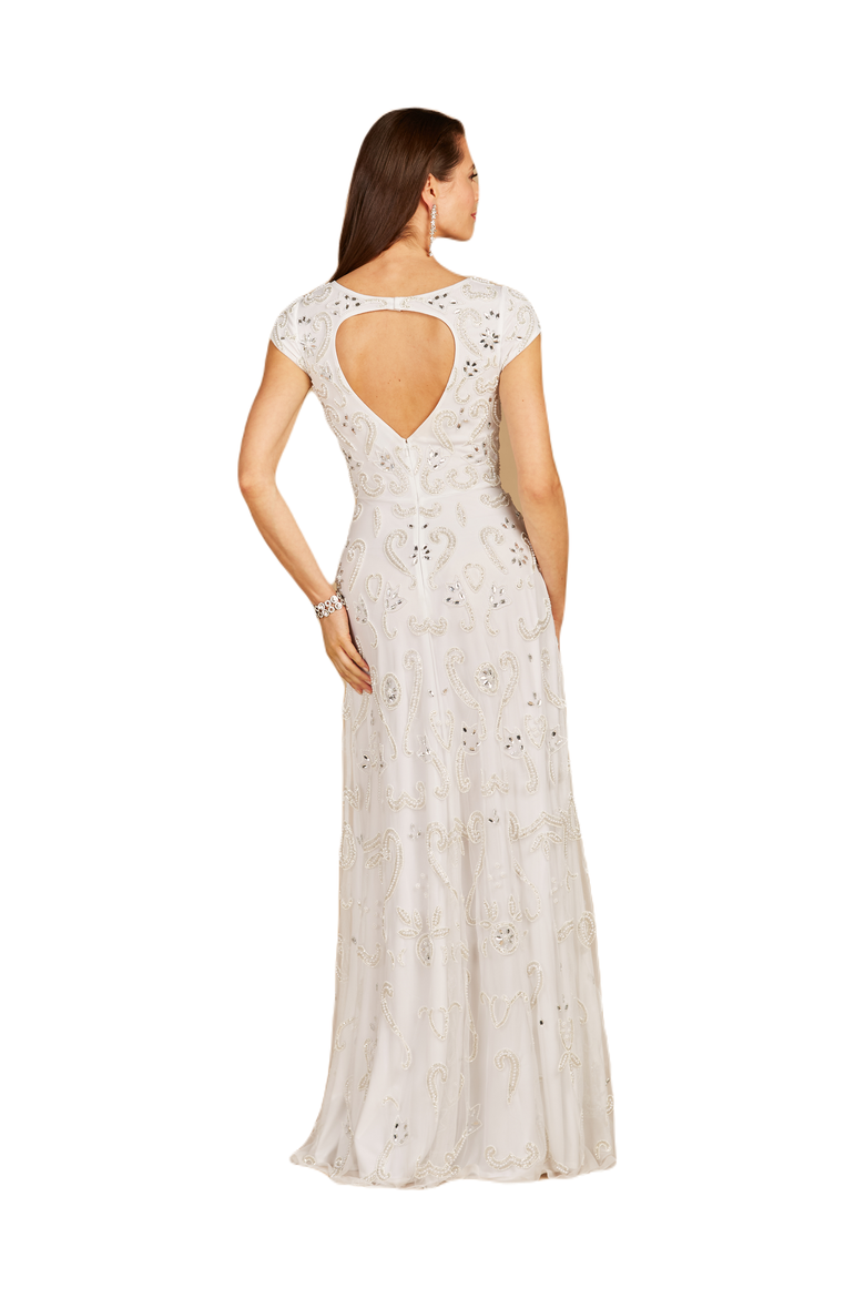 Cap Sleeve Beaded Bridal Gown, Alternate, color, Ivory