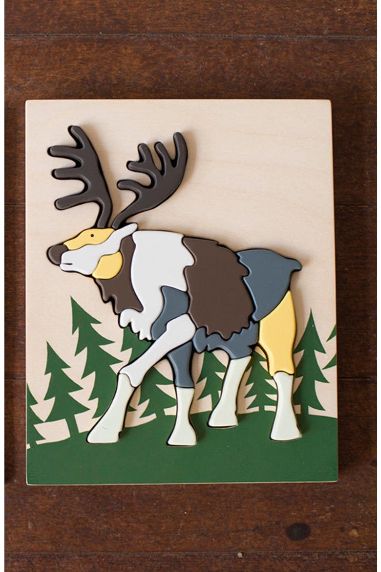 Reindeer 19-Piece Wooden Tray Puzzle, Alternate, color, MULTI