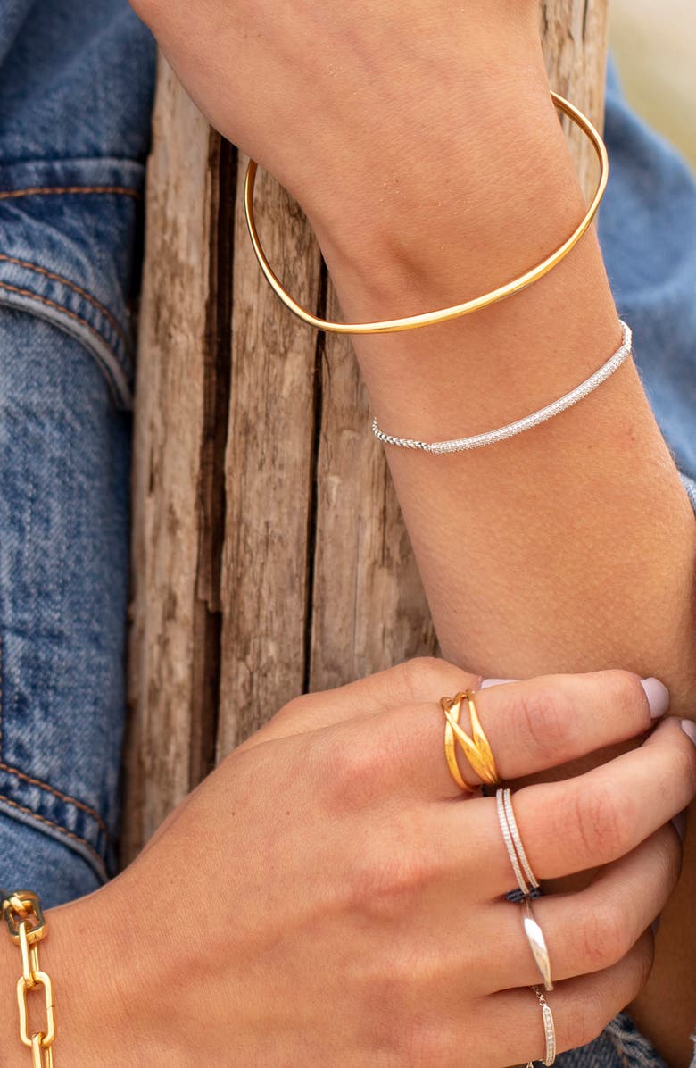 Monica Vinader Stellar Pavé Diamond Mini Bar Bracelet, Alternate, color, Silver