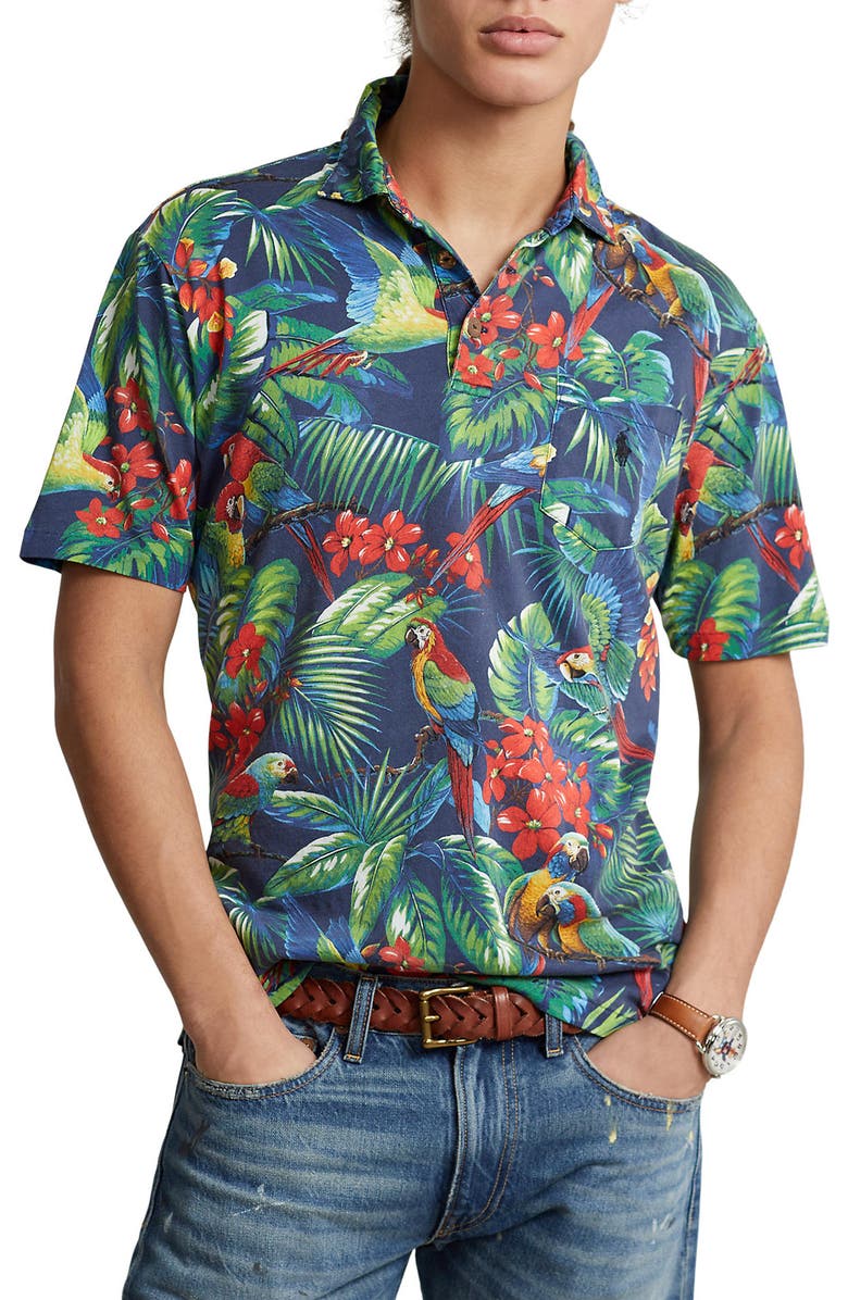 Polo Ralph Lauren Classic Fit Tropical Print Cotton Polo, Main, color, 