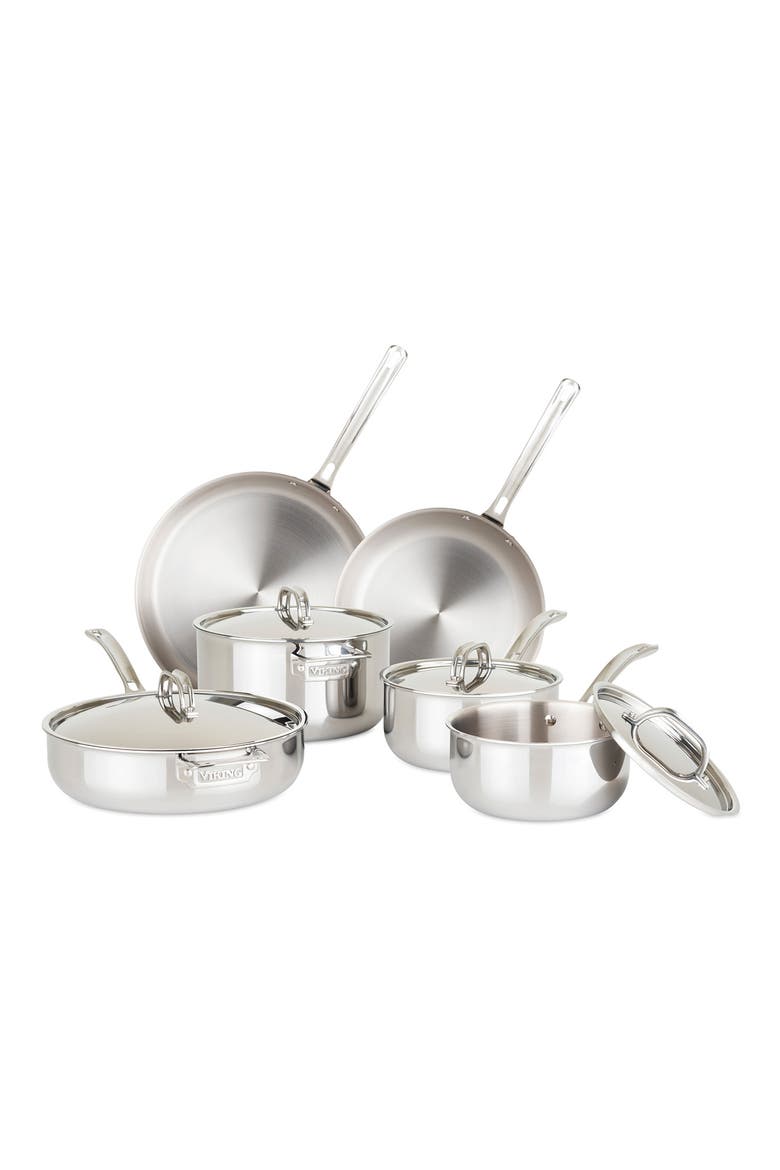 7-Ply Titanium 10-Piece Cookware Set, Main, color, SILVER