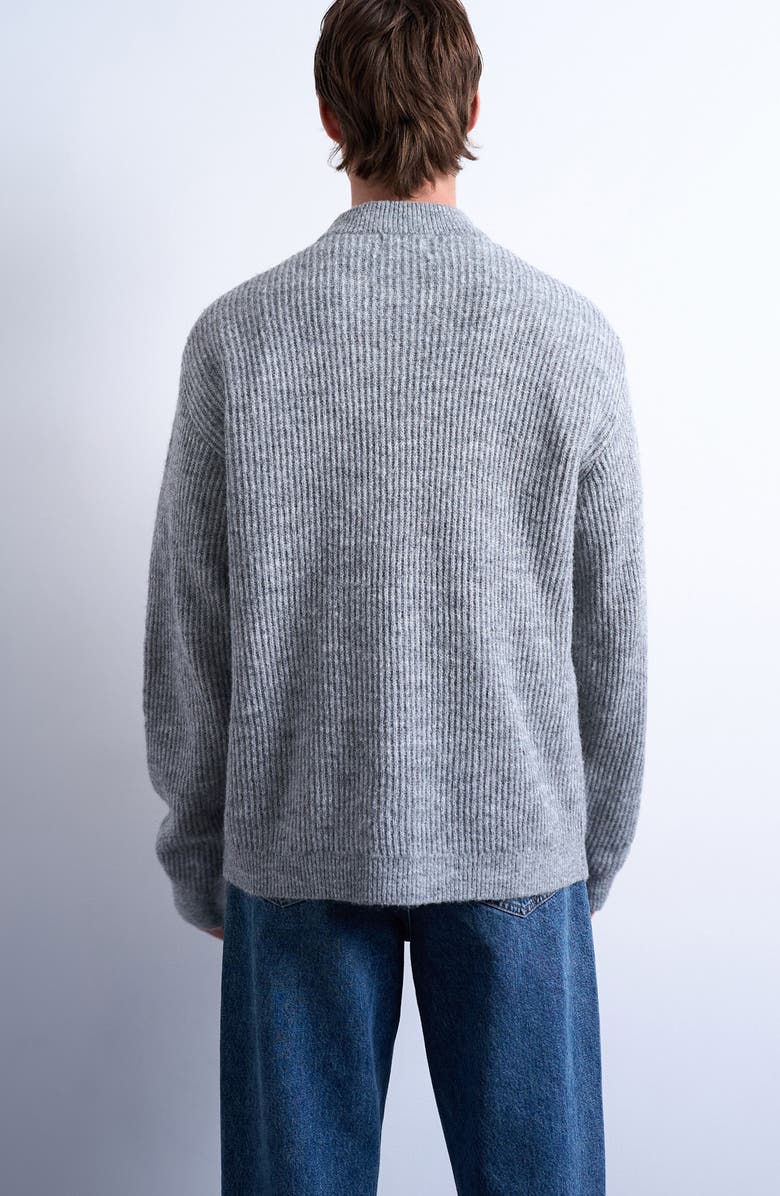 Topman Rib Mock Neck Sweater, Alternate, color, Grey