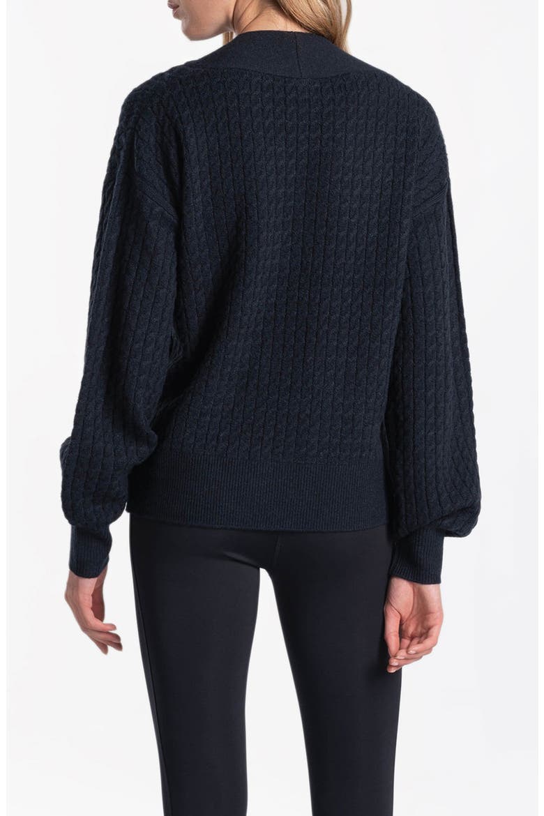 Camille Cable Knit Pullover Sweater, Alternate, color, BLACK HEATHER