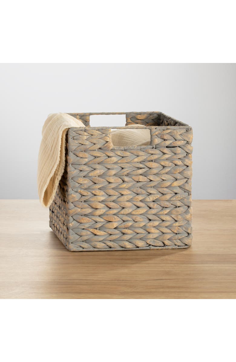 mDesign Hyacinth Woven Cube Bin Basket Organizer, Alternate, color, Gray