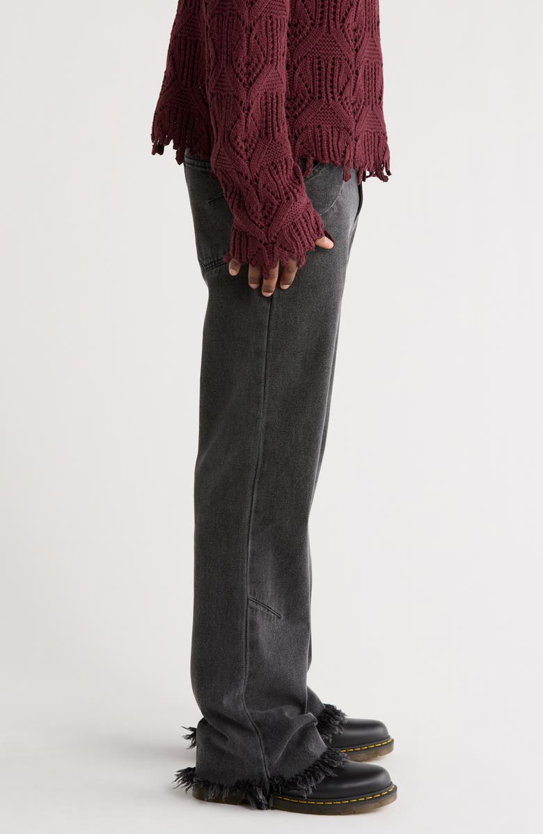 HONOR THE GIFT Dart Five-Pocket Fray Hem Jeans, Alternate, color, Black