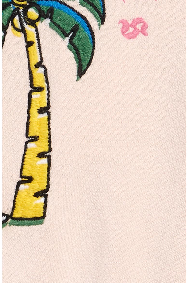 Kids' Palm Print Embroidered Cotton Graphic Hoodie Dress, Alternate, color, PINK GREEN