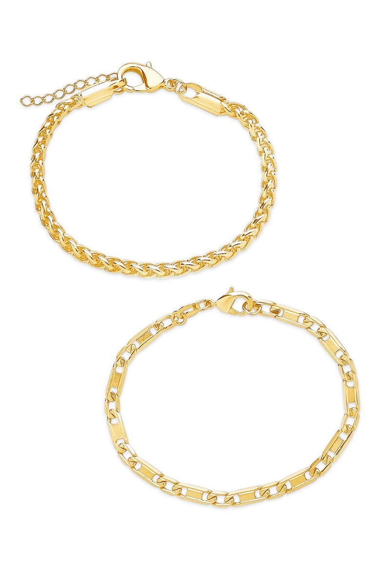 Set of 2 Stacking Bracelets, Main, color, GOLD