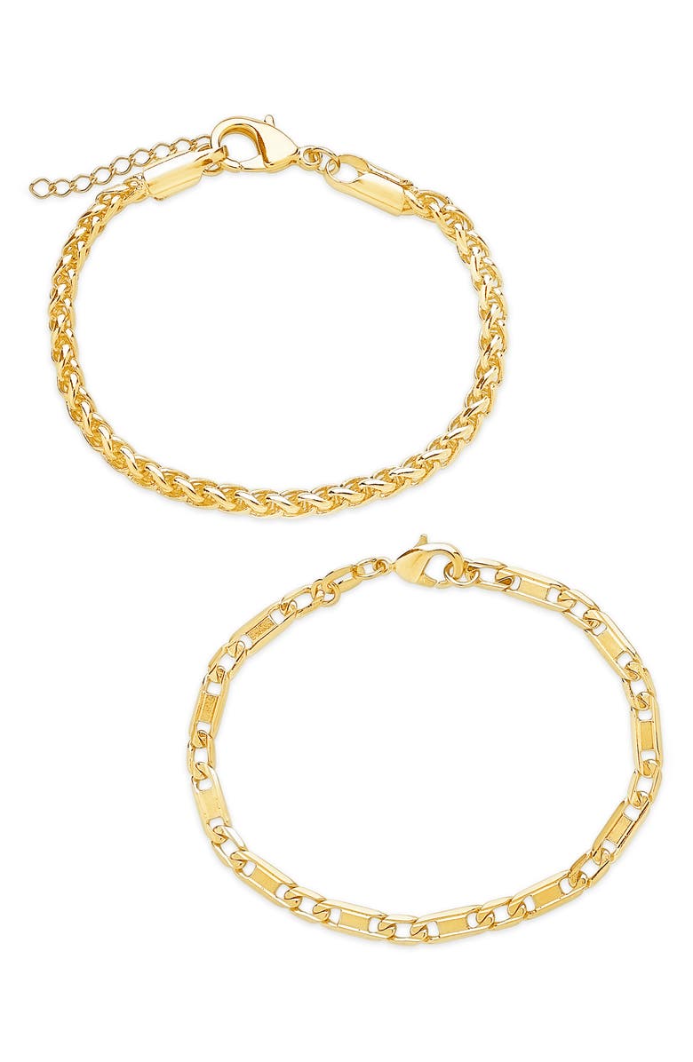 Sterling Forever Set of 2 Stacking Bracelets, Main, color, 